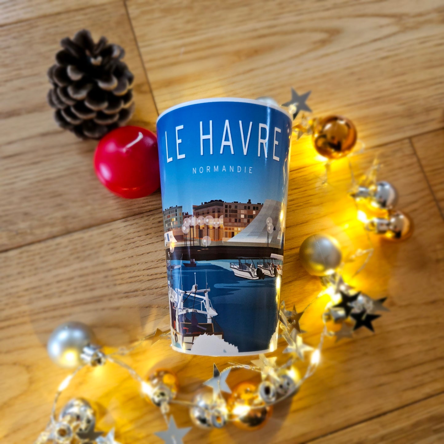 Gobelets réutilisables - « J'peux pas, j’vais au Havre » ; Panorama du Havre