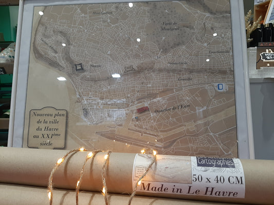 Carte du Havre d'aujourd'hui dans le style du 18ème siècle